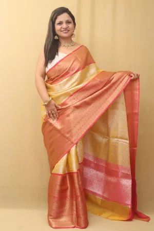 1 Min Ready To Wear - Yellow Kanjeevaram Silk Saree