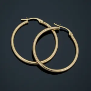 10k Yellow Gold Polished Hoop Earrings (2x25 mm)