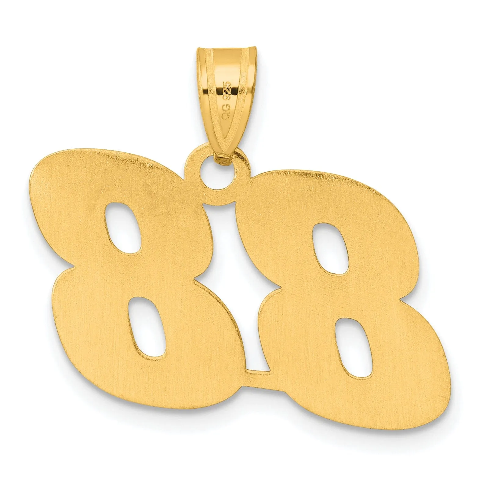 14k Yellow Gold Polished Finish Block Script Design Number 88 Charm Pendant