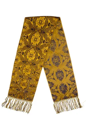 1930s Turkish Gold & Bronze Metallic Vintage Scarf w/ Silk Tassels