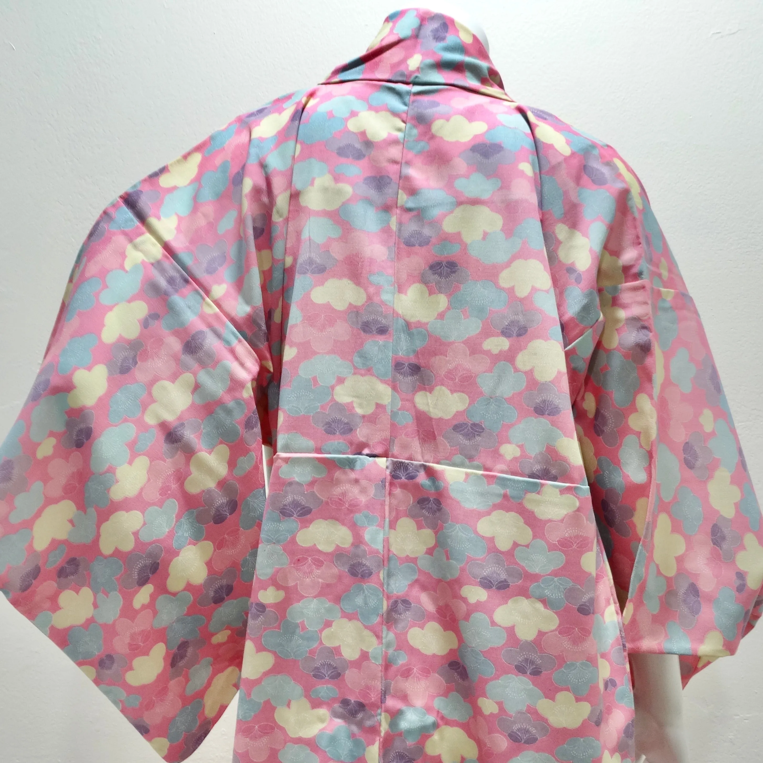 1970s Handmade Japanese Pink Cotton Long Kimono