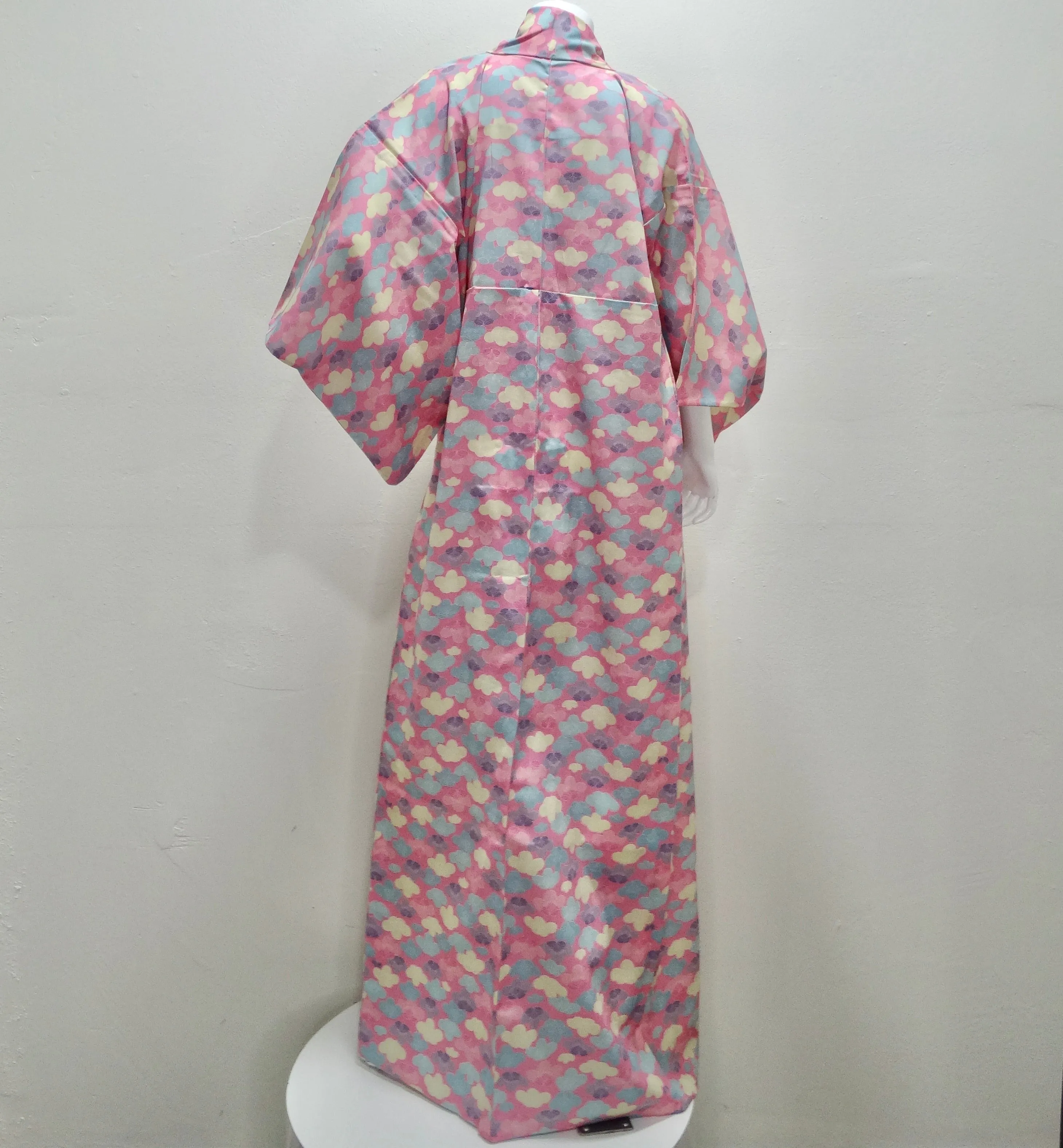 1970s Handmade Japanese Pink Cotton Long Kimono