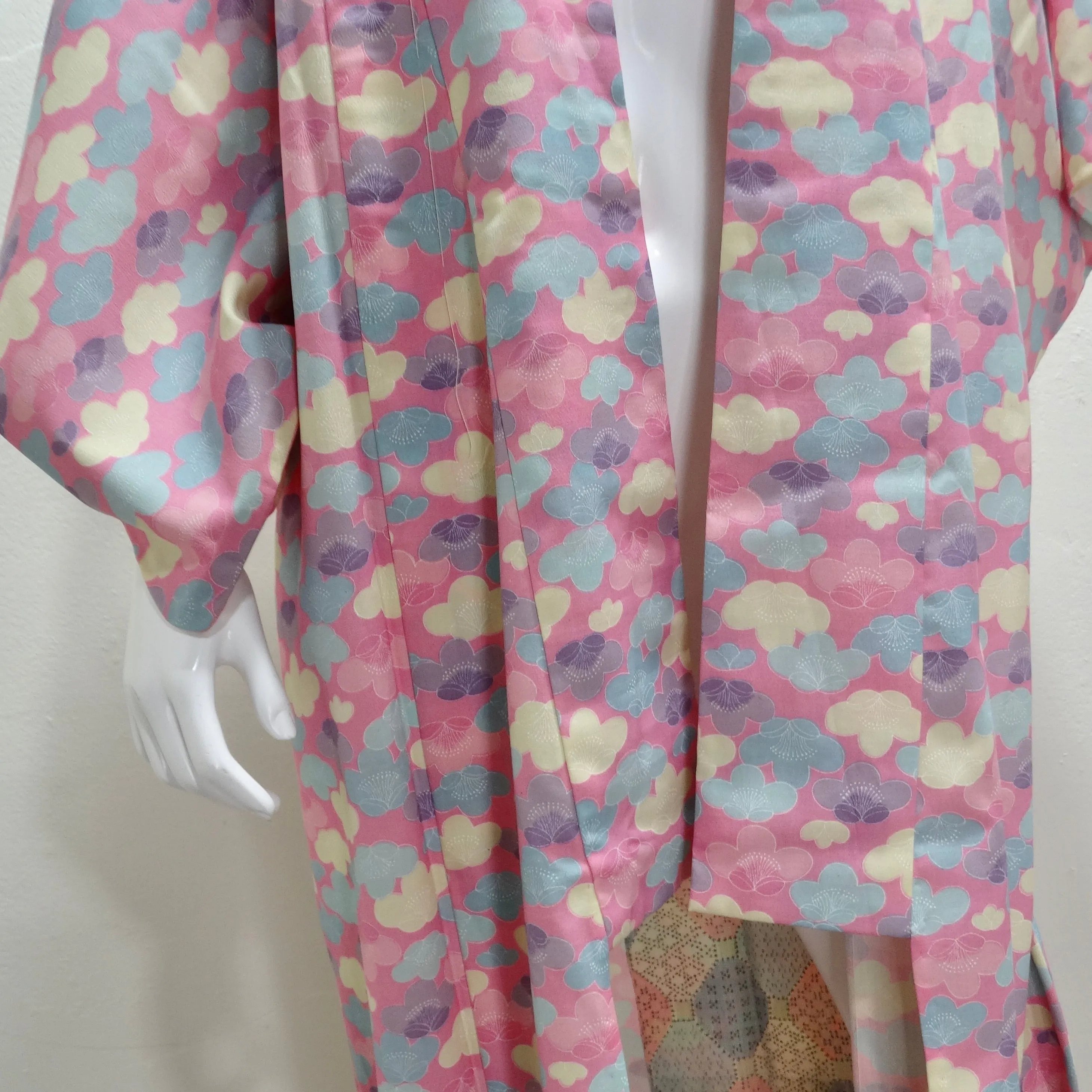 1970s Handmade Japanese Pink Cotton Long Kimono