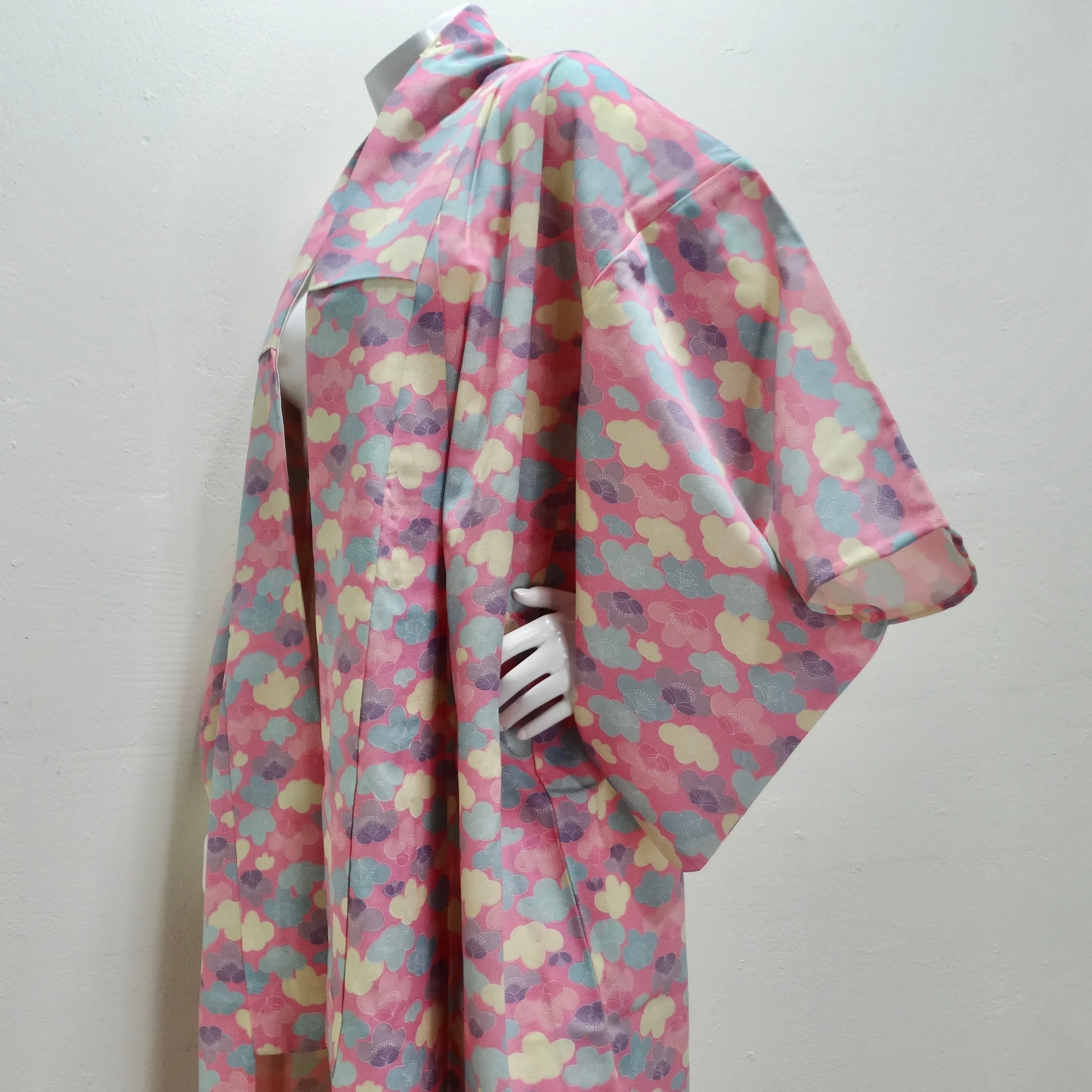 1970s Handmade Japanese Pink Cotton Long Kimono