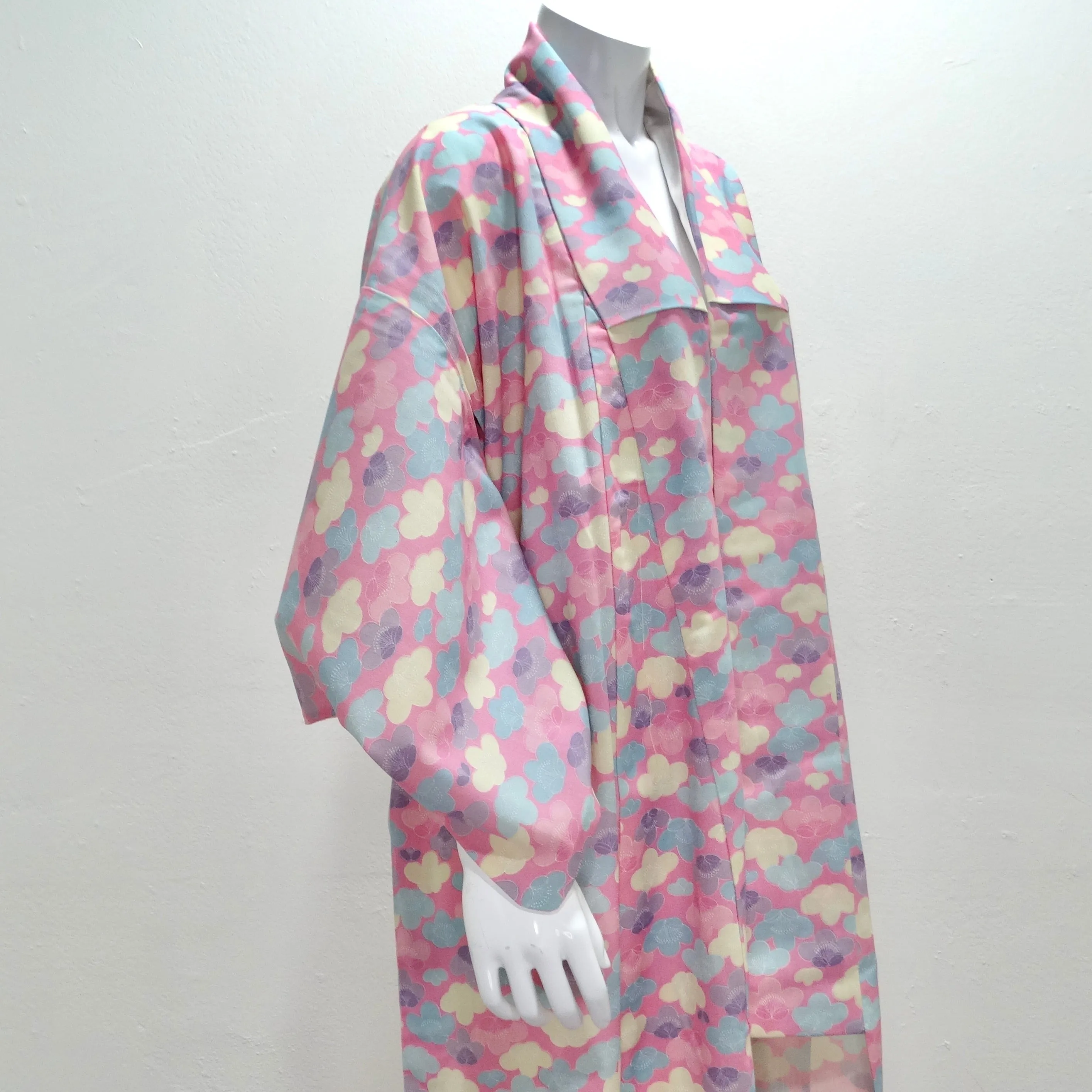 1970s Handmade Japanese Pink Cotton Long Kimono