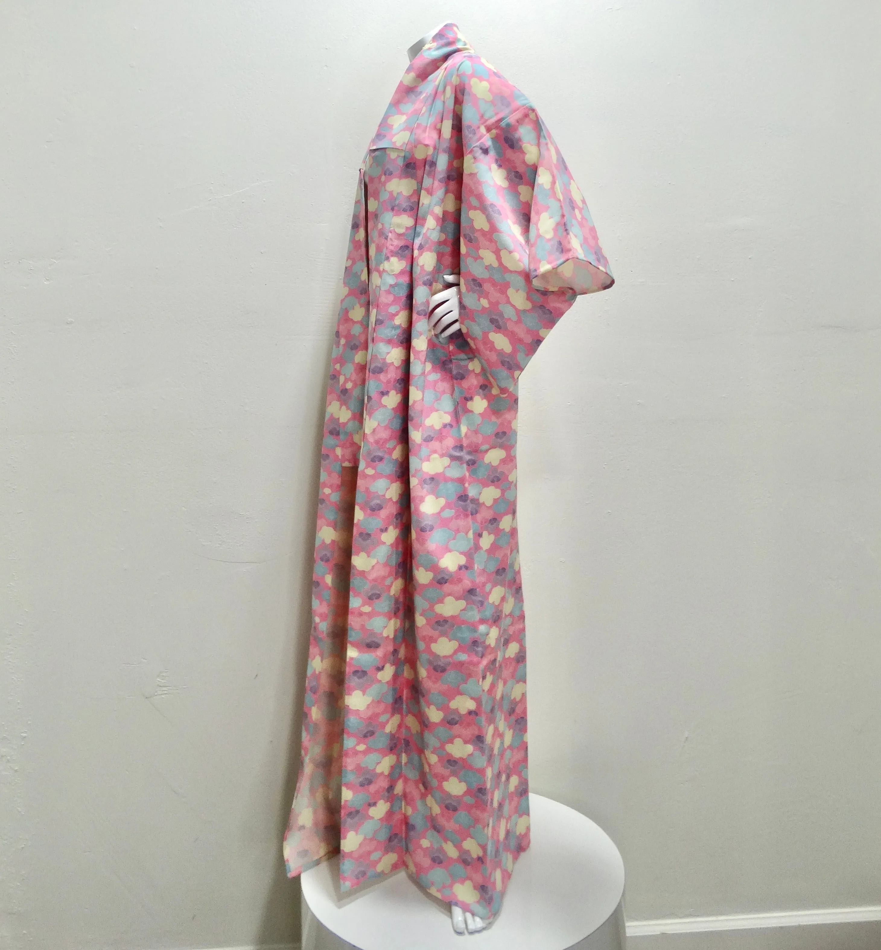 1970s Handmade Japanese Pink Cotton Long Kimono