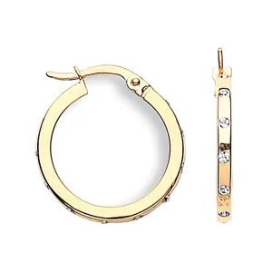 9ct Yellow Gold 20mm CZ Hoop Earrings