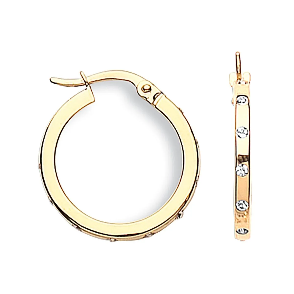 9ct Yellow Gold 20mm CZ Hoop Earrings