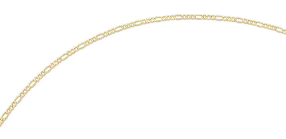 9ct Yellow Gold Hollow Figaro Chain Necklace 60cm