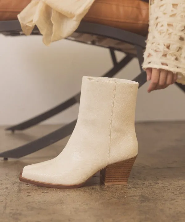 Alligator-Embossed Textured Booties
