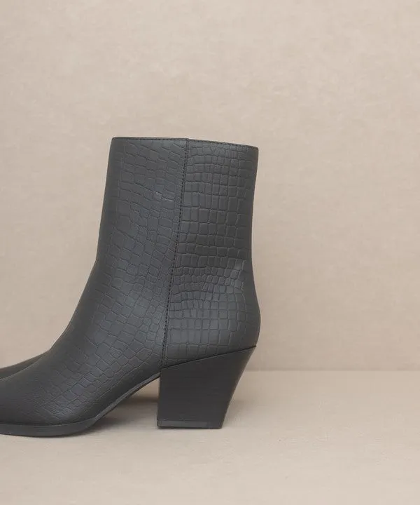 Alligator-Embossed Textured Booties