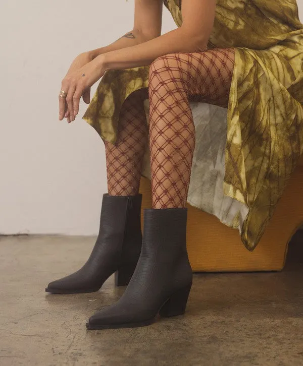 Alligator-Embossed Textured Booties