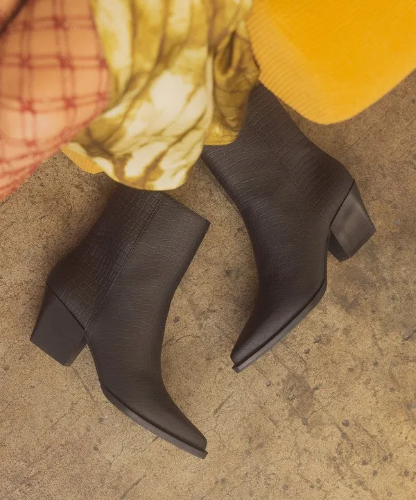 Alligator-Embossed Textured Booties