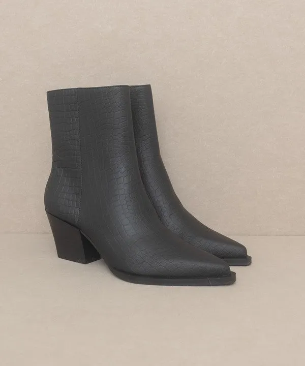 Alligator-Embossed Textured Booties