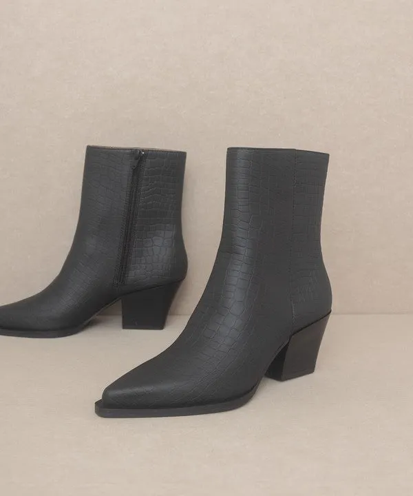 Alligator-Embossed Textured Booties