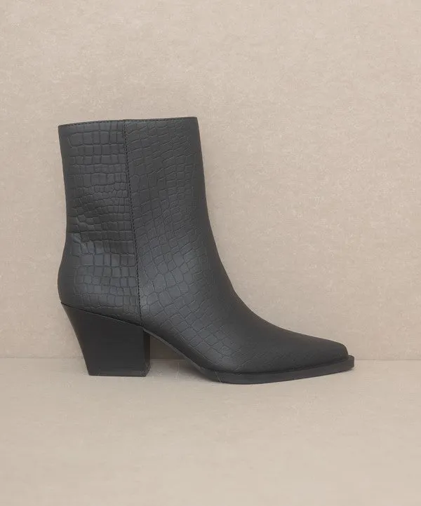 Alligator-Embossed Textured Booties
