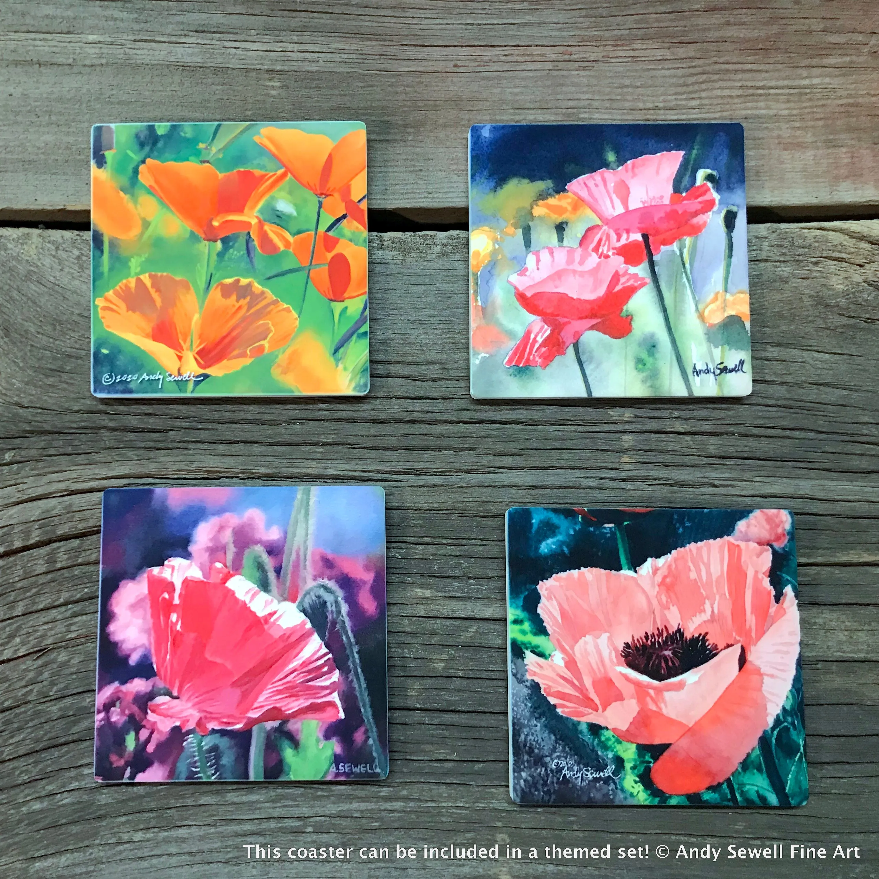 ASC448 "California Poppies" ceramic coaster