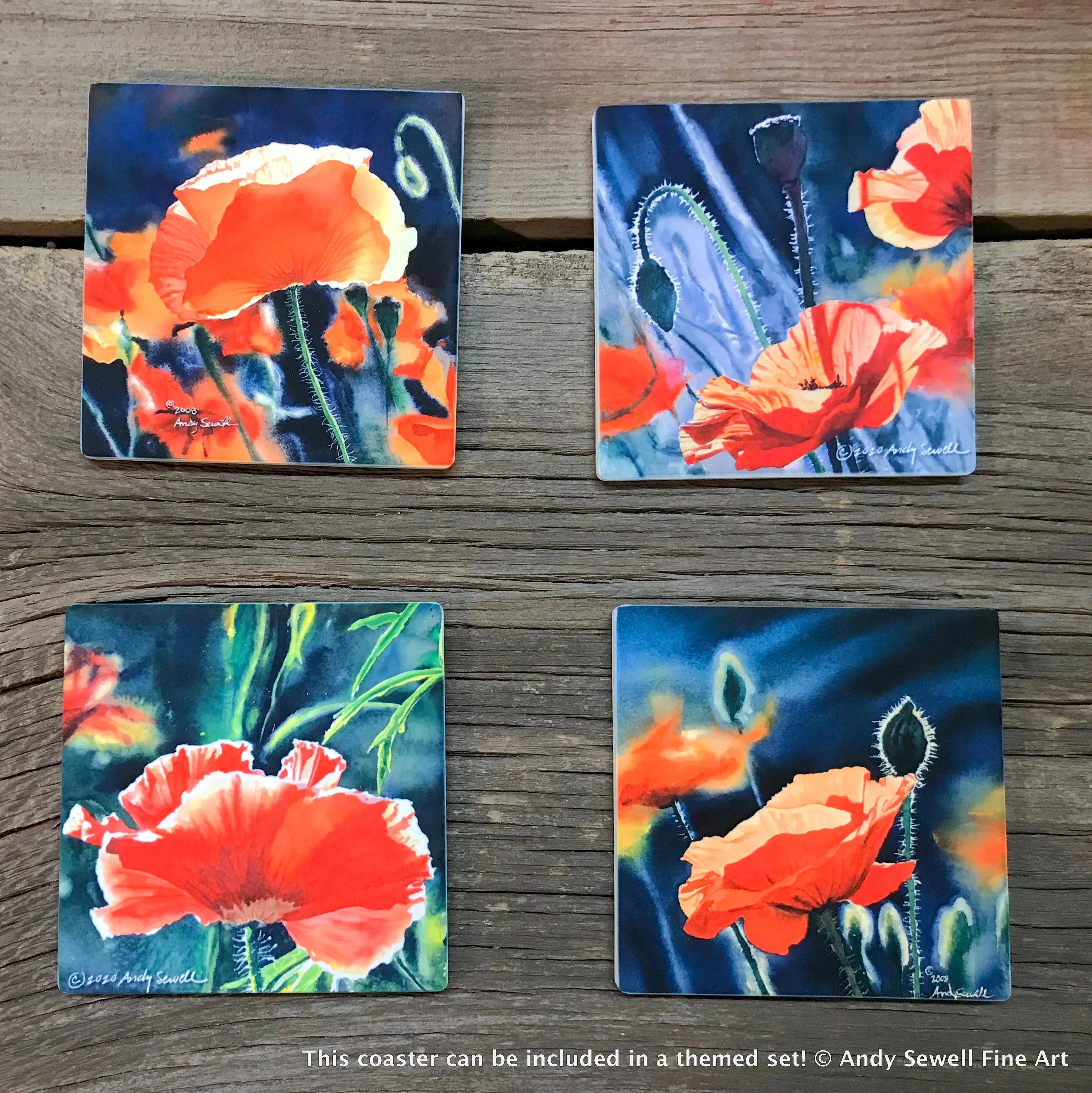 ASC448 "California Poppies" ceramic coaster