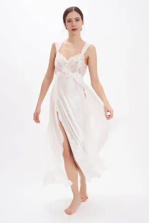 B2B - Silk Satin & Georgette Long Nightgown