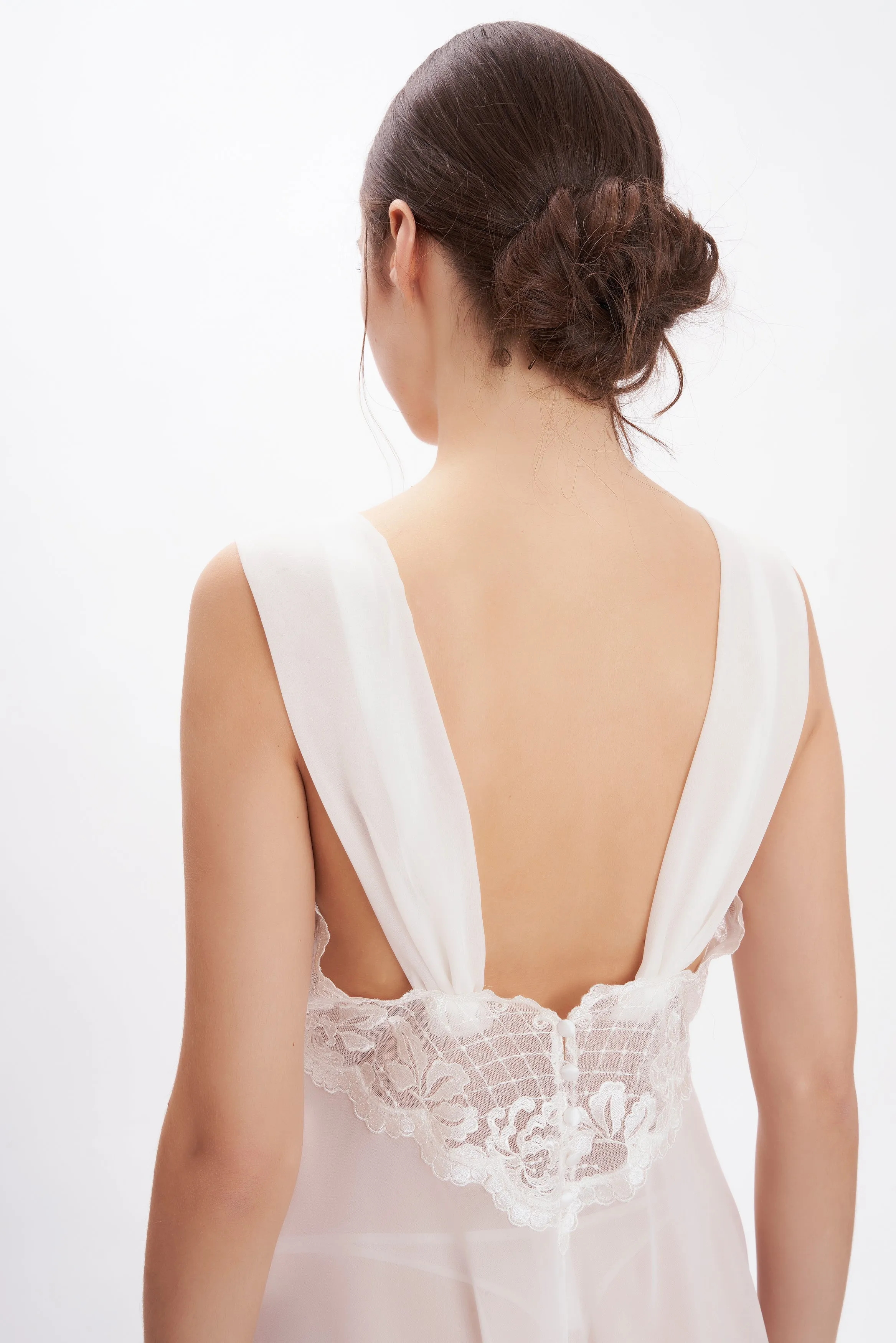 B2B - Silk Satin & Georgette Long Nightgown