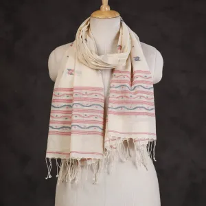 Beige -  Dhakai Muslin Jamdani Handwoven Pure Cotton Stole