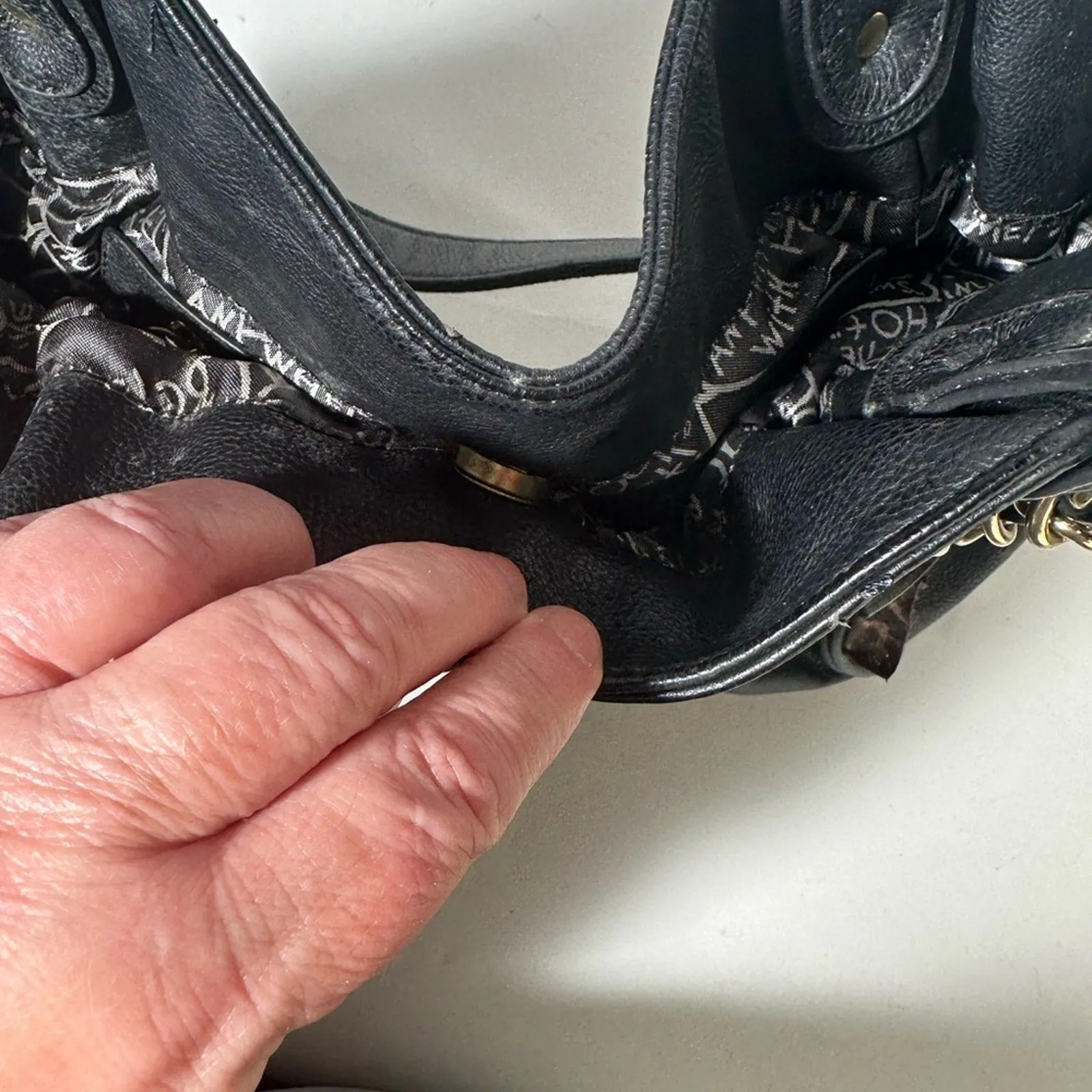 Betsey Johnson Black Shoulder Bag with Gold Hardware