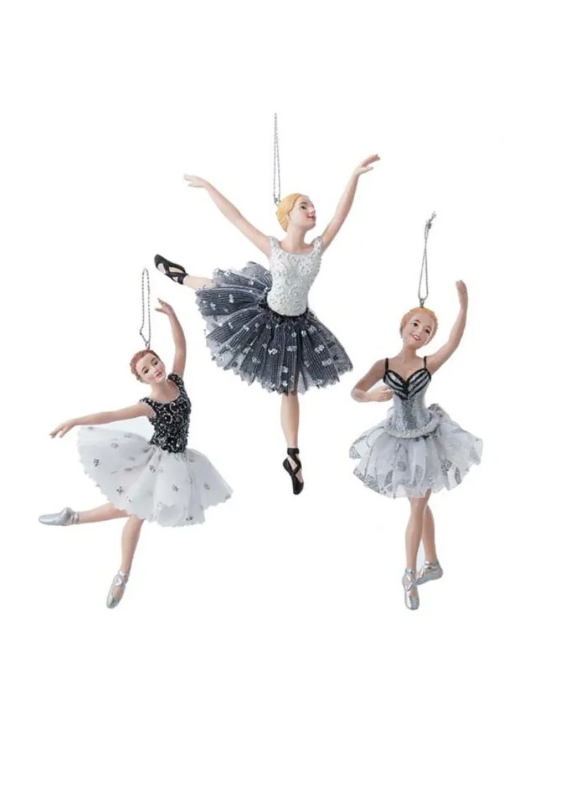 Black & Silver Ballerina Ornament (5.5")