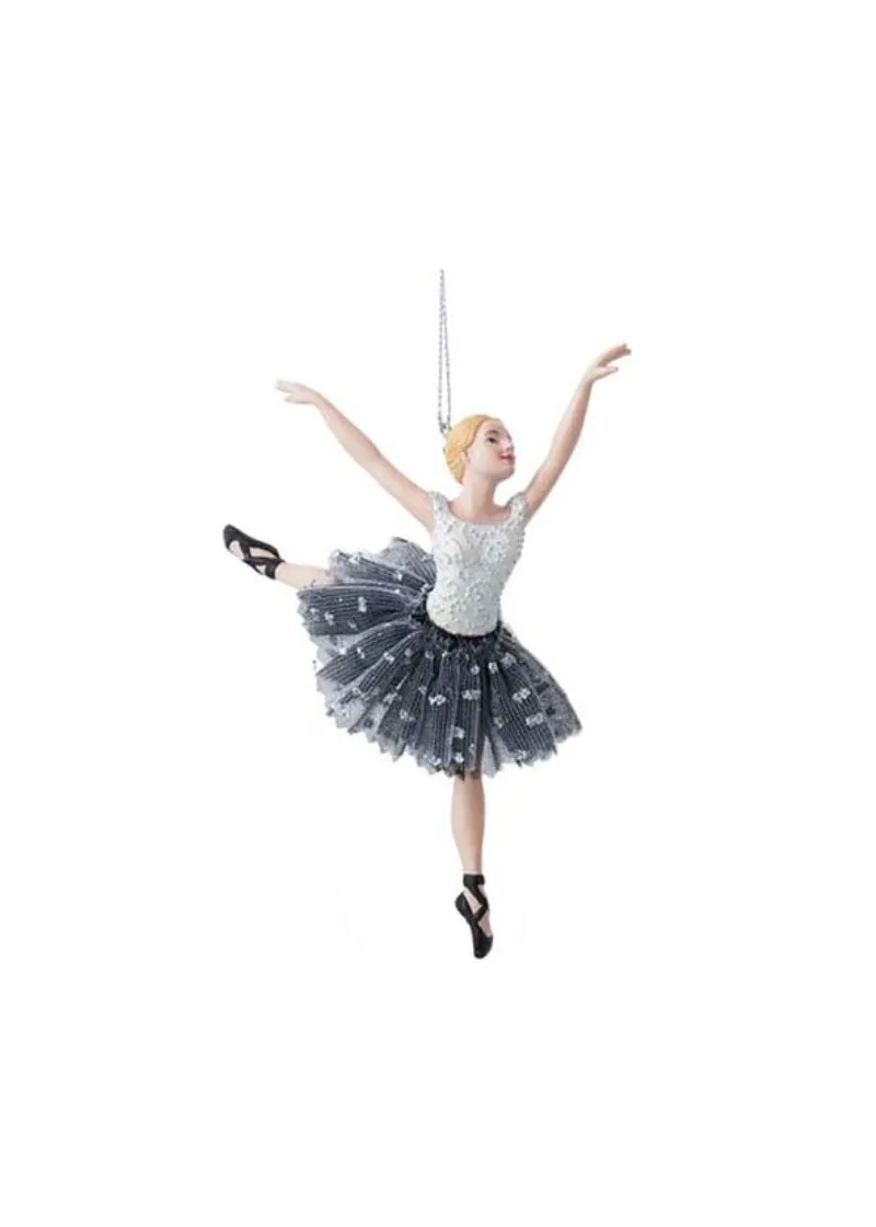 Black & Silver Ballerina Ornament (5.5")
