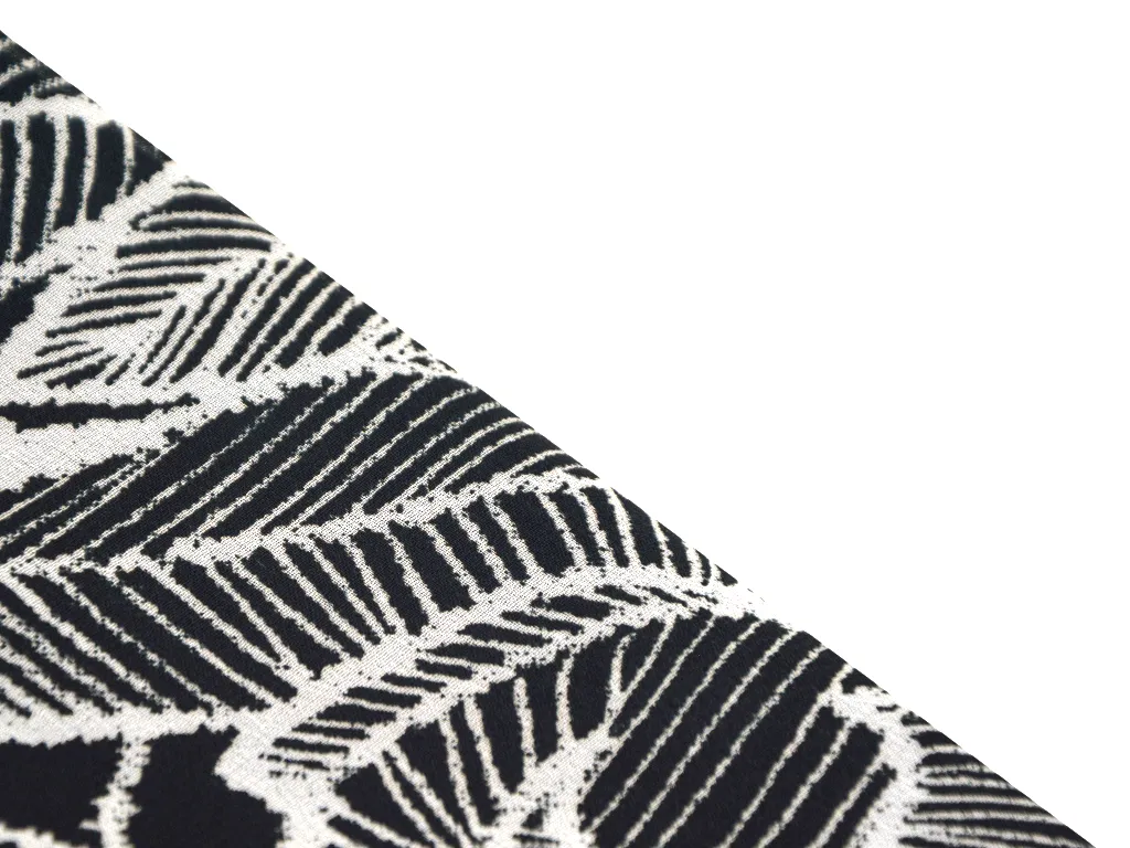 Black Leaves Printed Soft Georgette Fbaric
