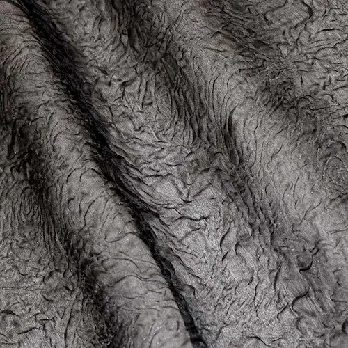 Black/Sparkle Designer Silk Blend Floral Plisse Organza Fabric