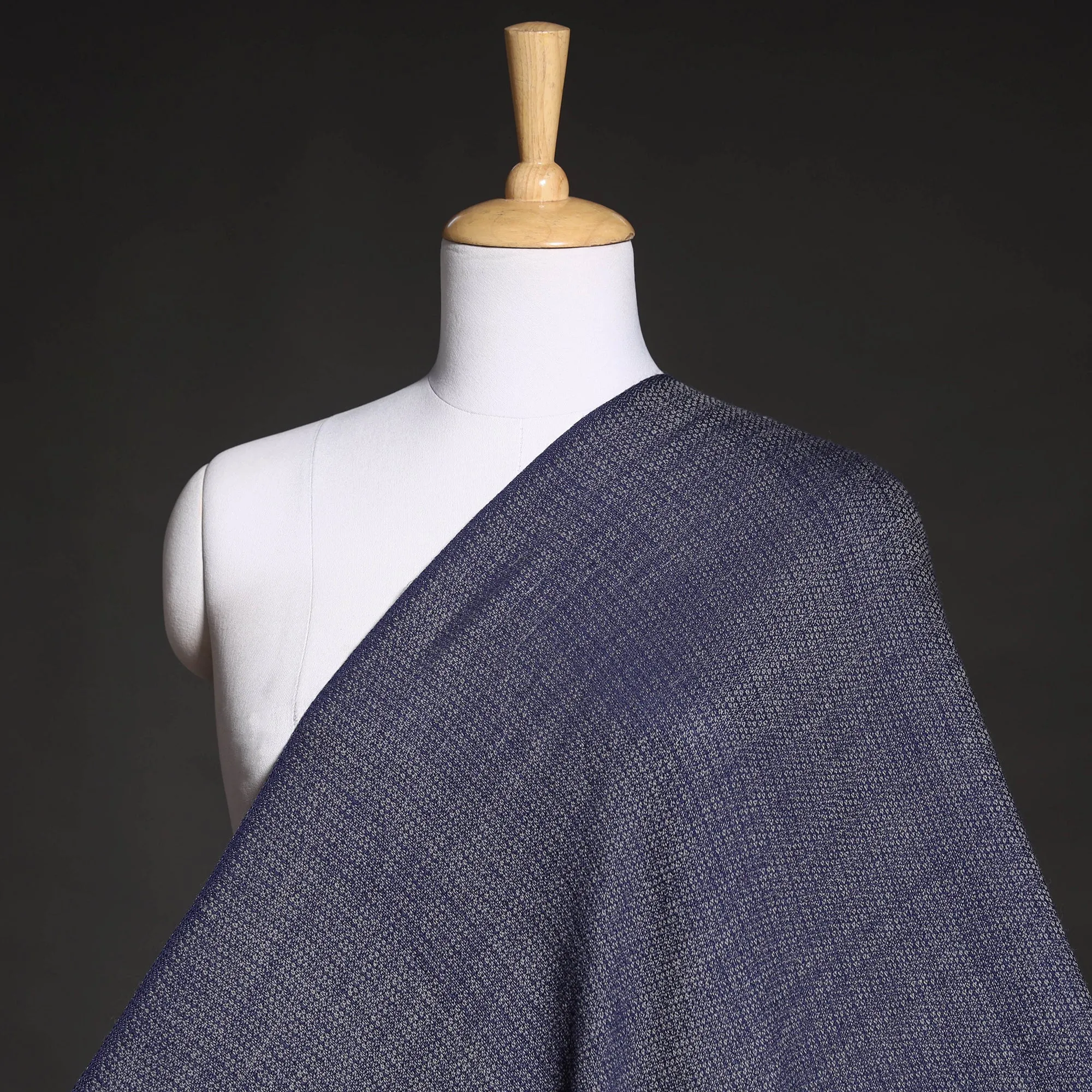 Blue - Kumaun Handwoven Merino Woolen Fabric 06