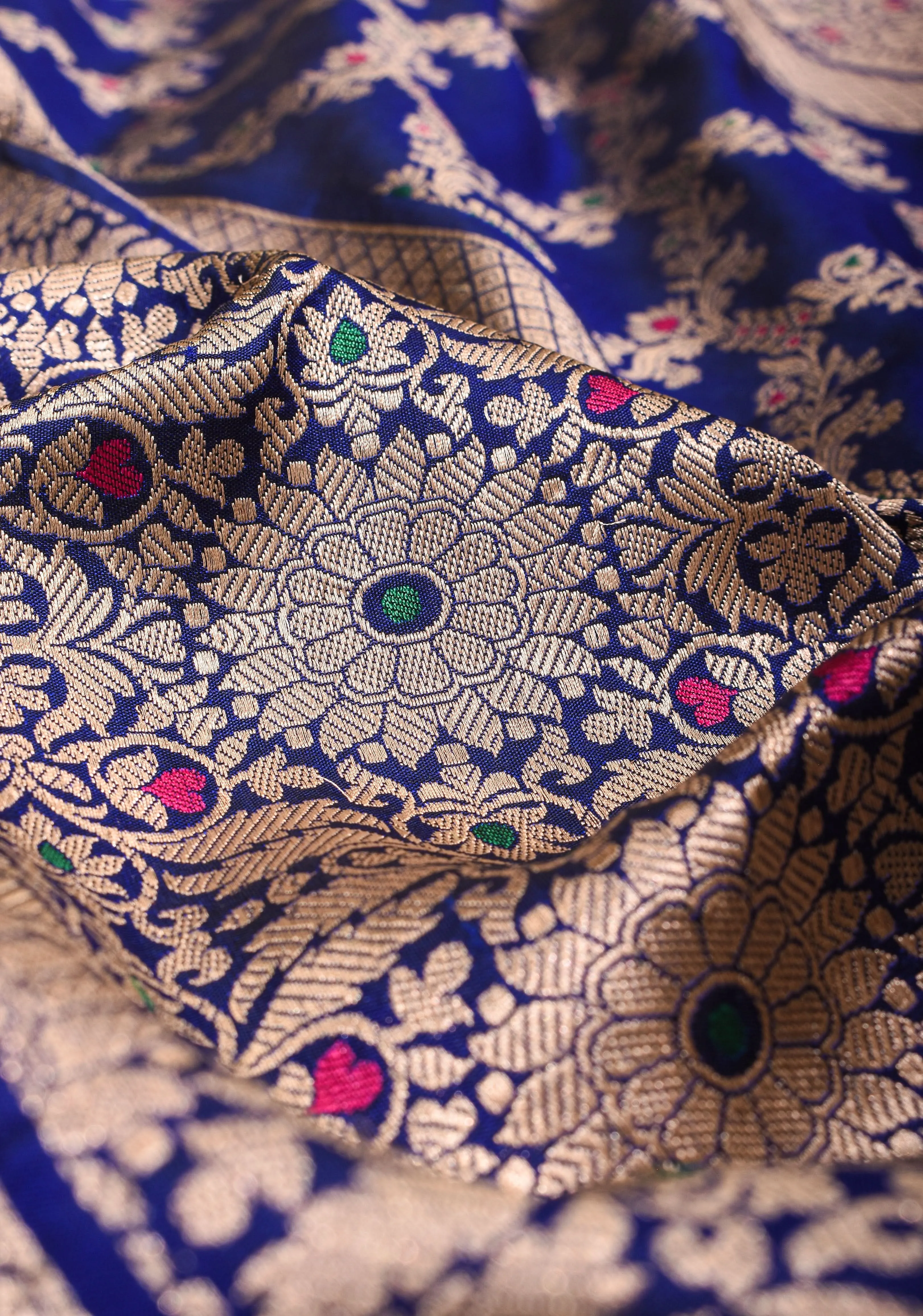 Blue Pure Katan Silk saree with Trendy Meenakari design and Zari borders | SILK MARK CERTIFIED