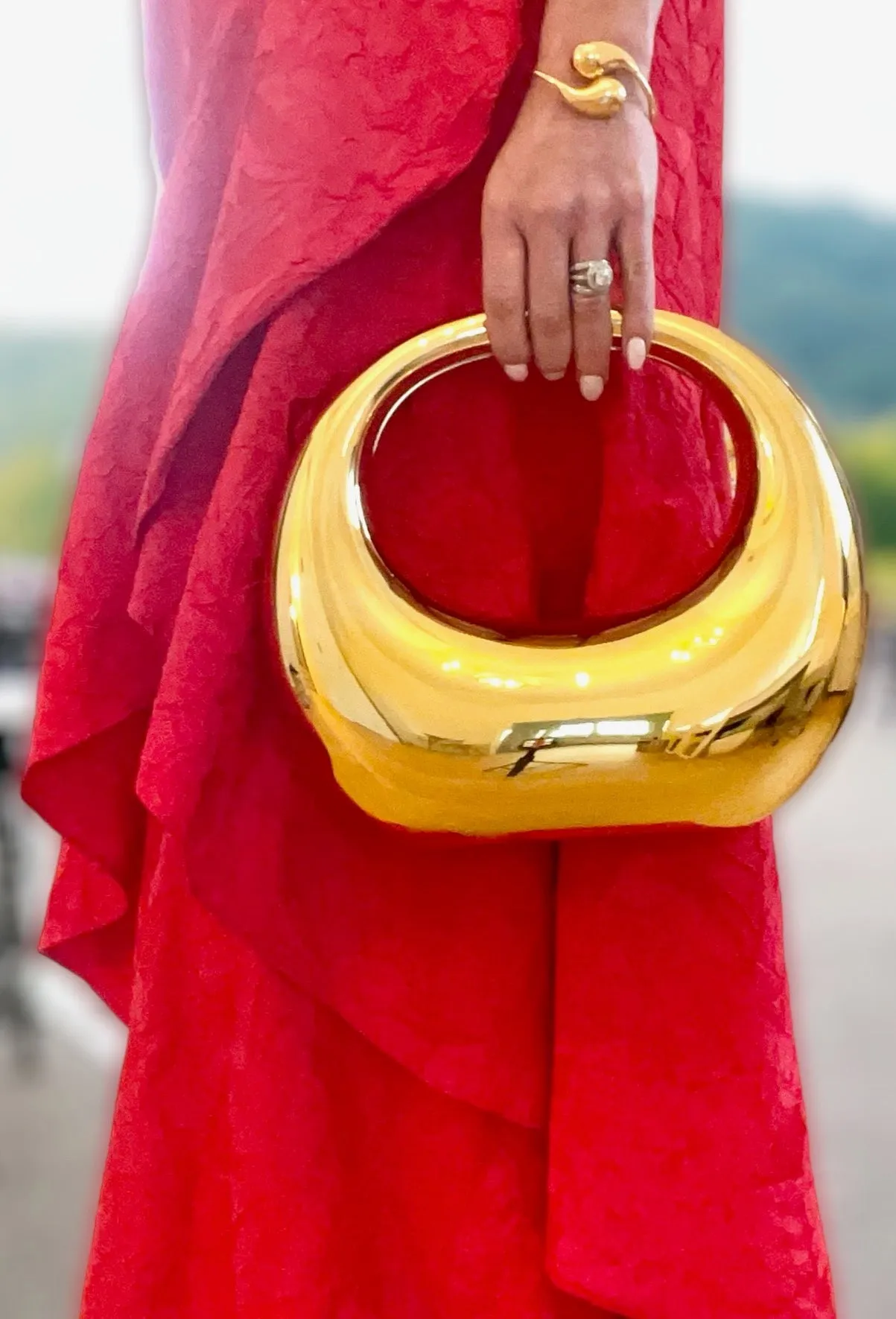 Bubble Acrylic Clutch - Gold