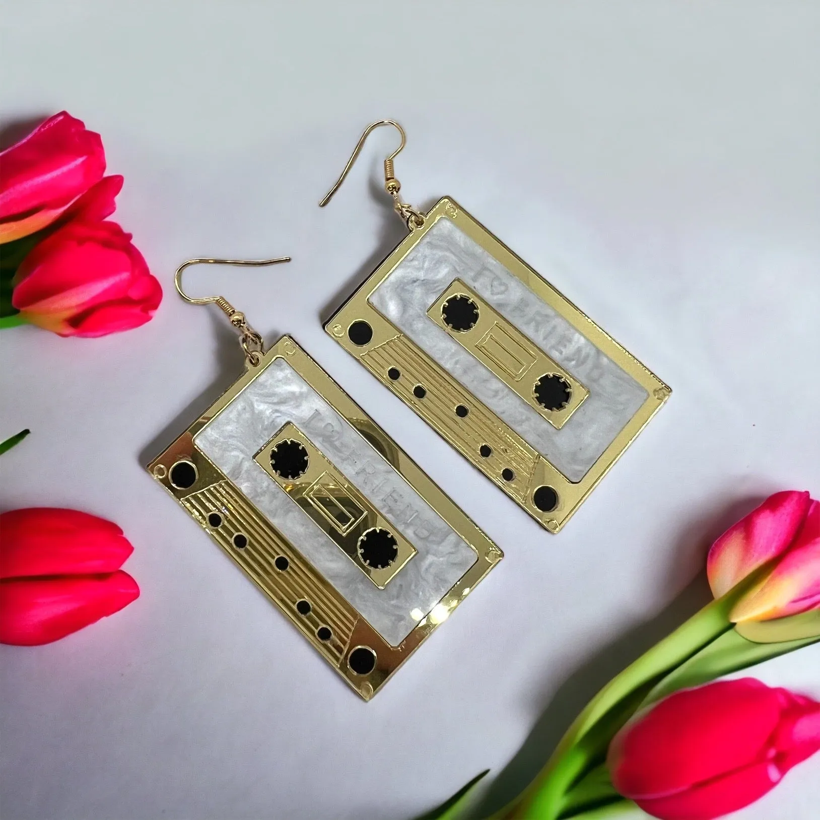Cassette Earrings - Concert, Music Teacher, Music Gift, Eighties, Retro Jewelry, Cassette Tape, Music Fest, Music Earrings