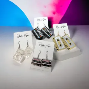 Cassette Earrings - Concert, Music Teacher, Music Gift, Eighties, Retro Jewelry, Cassette Tape, Music Fest, Music Earrings