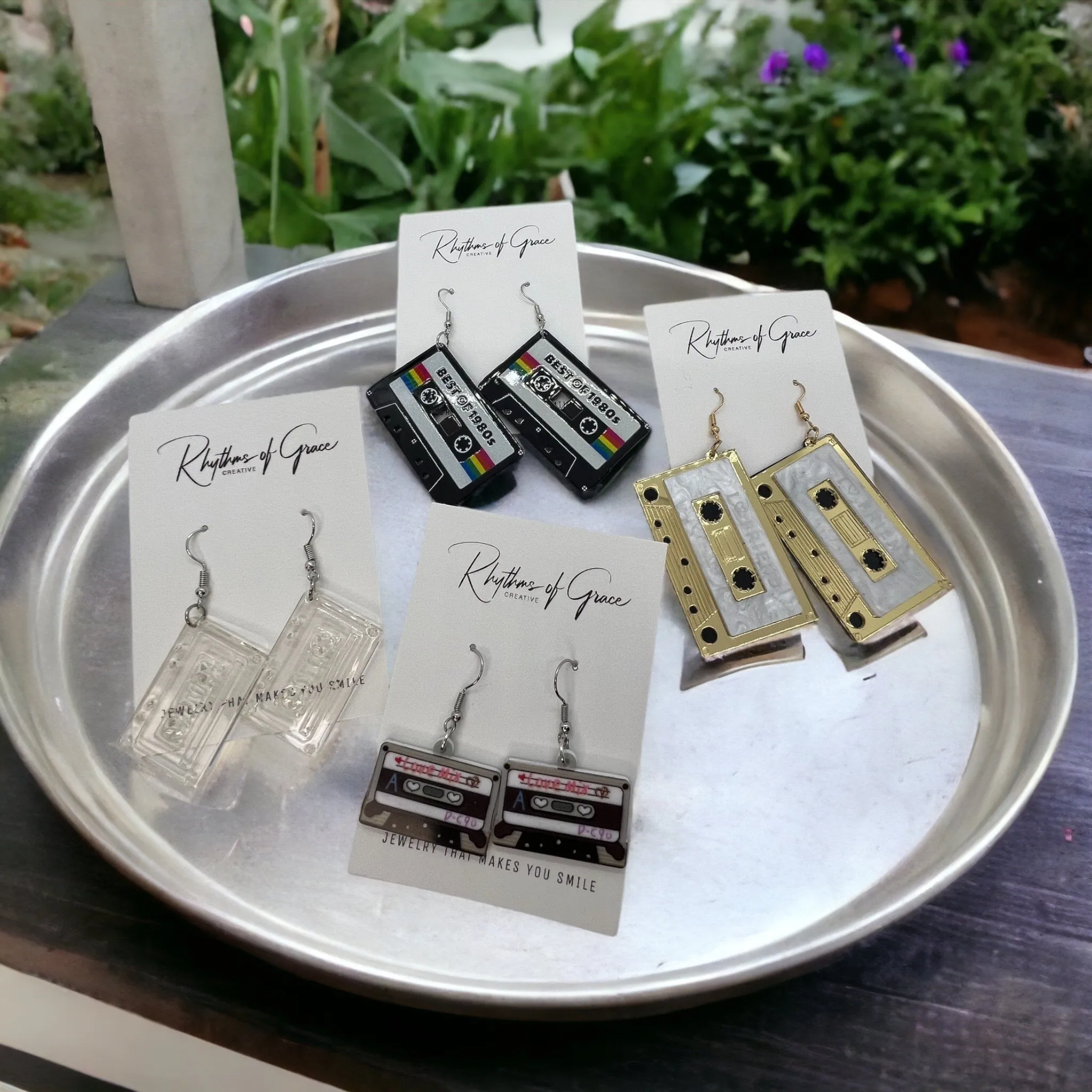 Cassette Earrings - Concert, Music Teacher, Music Gift, Eighties, Retro Jewelry, Cassette Tape, Music Fest, Music Earrings