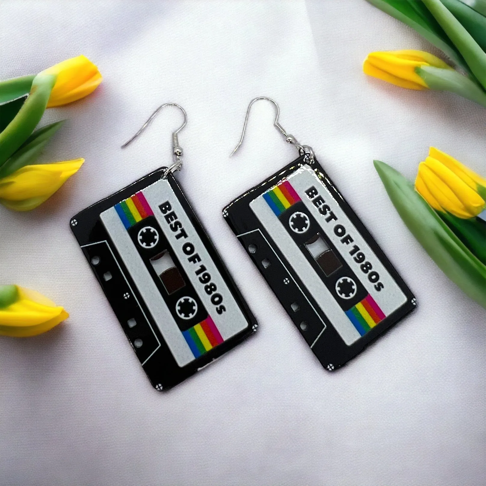 Cassette Earrings - Concert, Music Teacher, Music Gift, Eighties, Retro Jewelry, Cassette Tape, Music Fest, Music Earrings