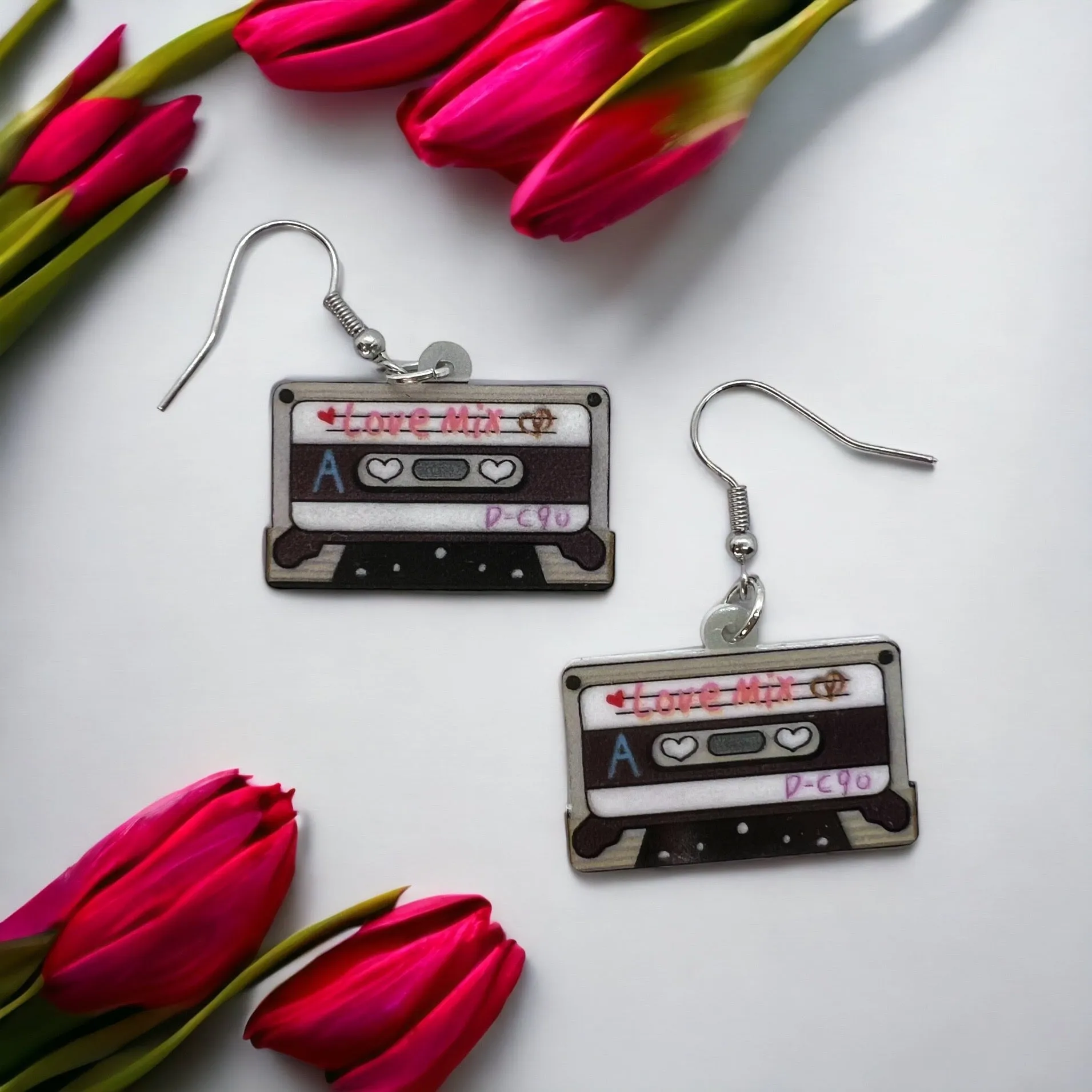 Cassette Earrings - Concert, Music Teacher, Music Gift, Eighties, Retro Jewelry, Cassette Tape, Music Fest, Music Earrings