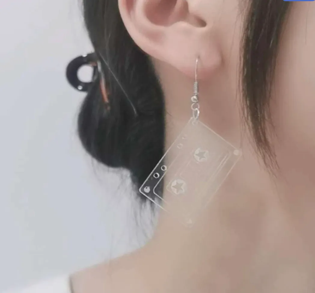 Cassette Earrings - Concert, Music Teacher, Music Gift, Eighties, Retro Jewelry, Cassette Tape, Music Fest, Music Earrings