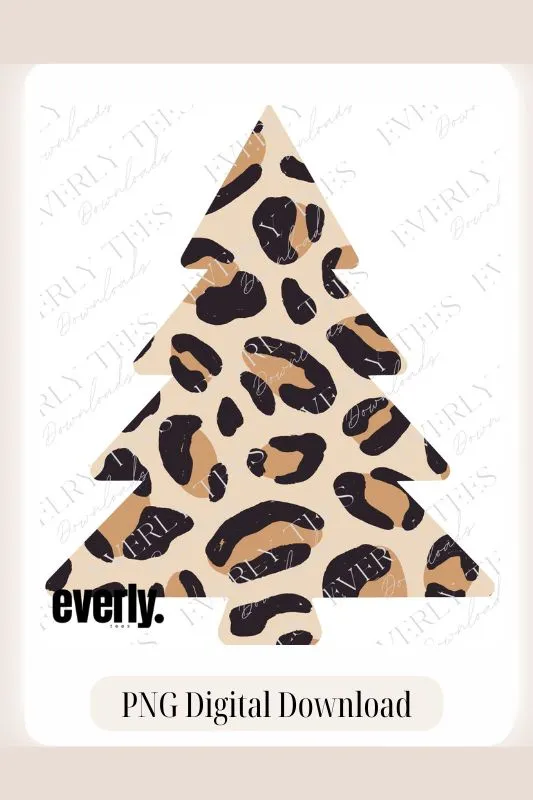 Cheetah Print Christmas Tree PNG Digital Download