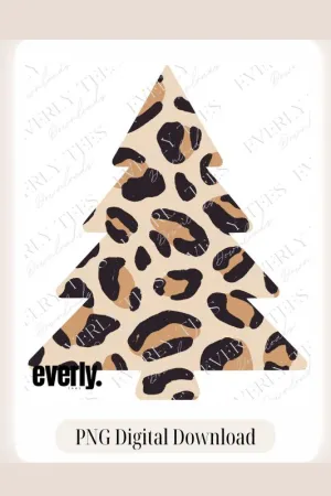 Cheetah Print Christmas Tree PNG Digital Download