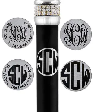Custom Cane Engraving - Round Stainless Steel Plaque