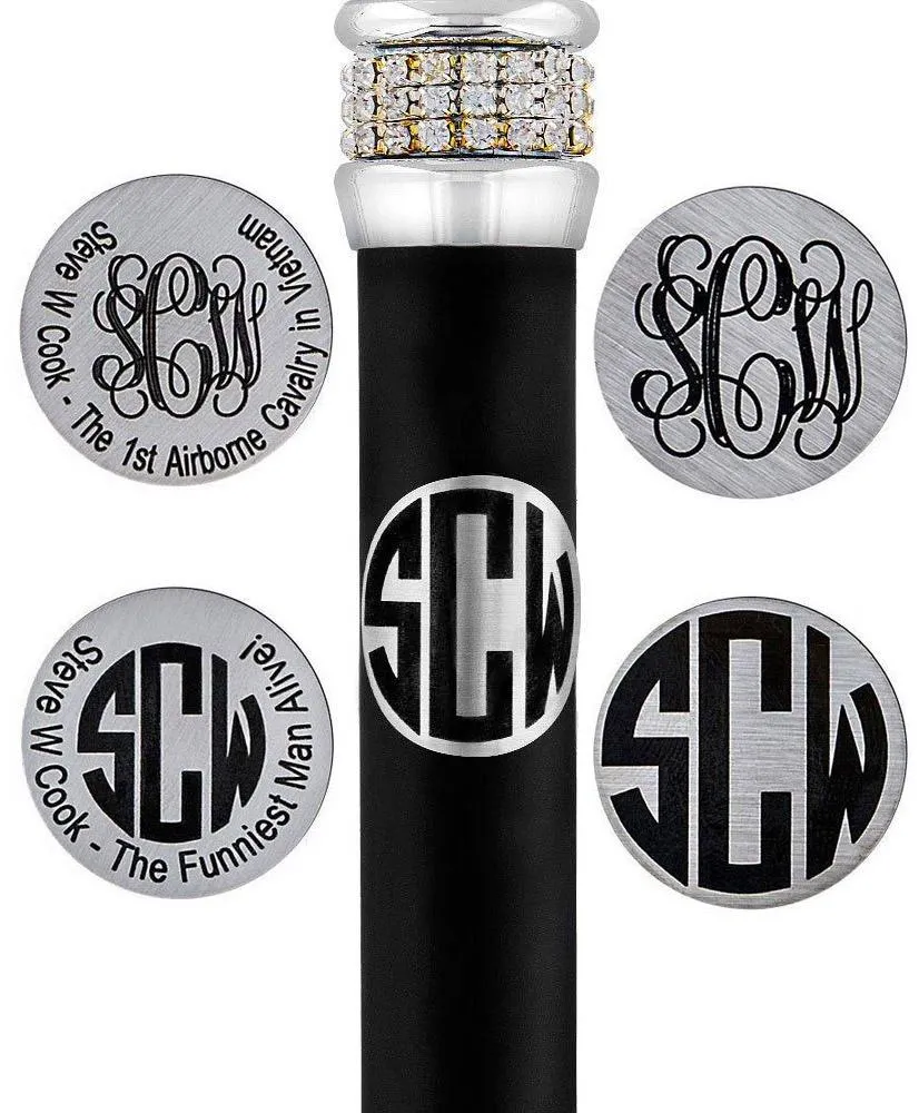 Custom Cane Engraving - Round Stainless Steel Plaque