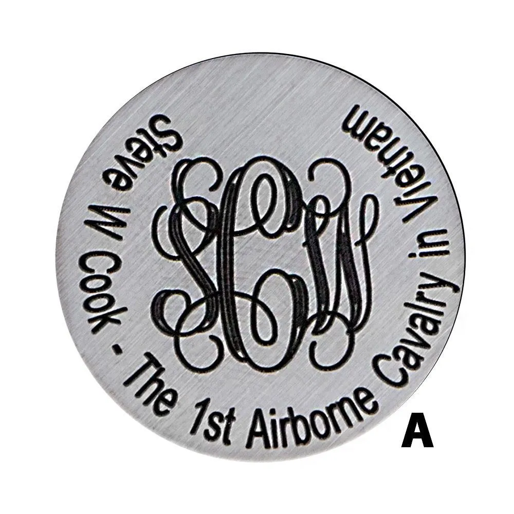 Custom Cane Engraving - Round Stainless Steel Plaque