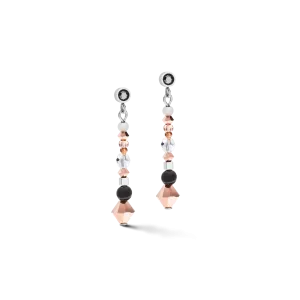 Earrings Amulet small Crystals & striped  onyx grey-crystal