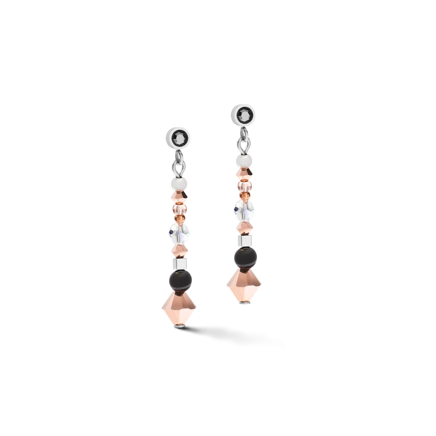 Earrings Amulet small Crystals & striped  onyx grey-crystal