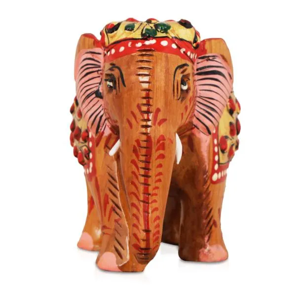 Elephant Statue - 3 x 4 Inches | Wooden Elephant/ Elephant Idol for Home Decor
