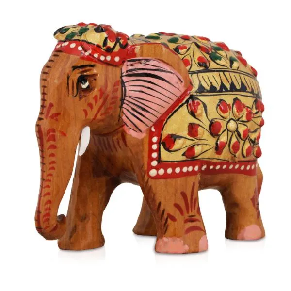 Elephant Statue - 3 x 4 Inches | Wooden Elephant/ Elephant Idol for Home Decor