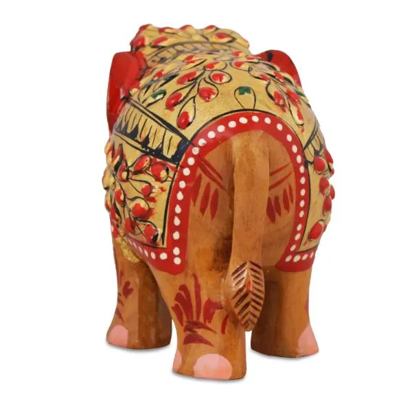 Elephant Statue - 3 x 4 Inches | Wooden Elephant/ Elephant Idol for Home Decor