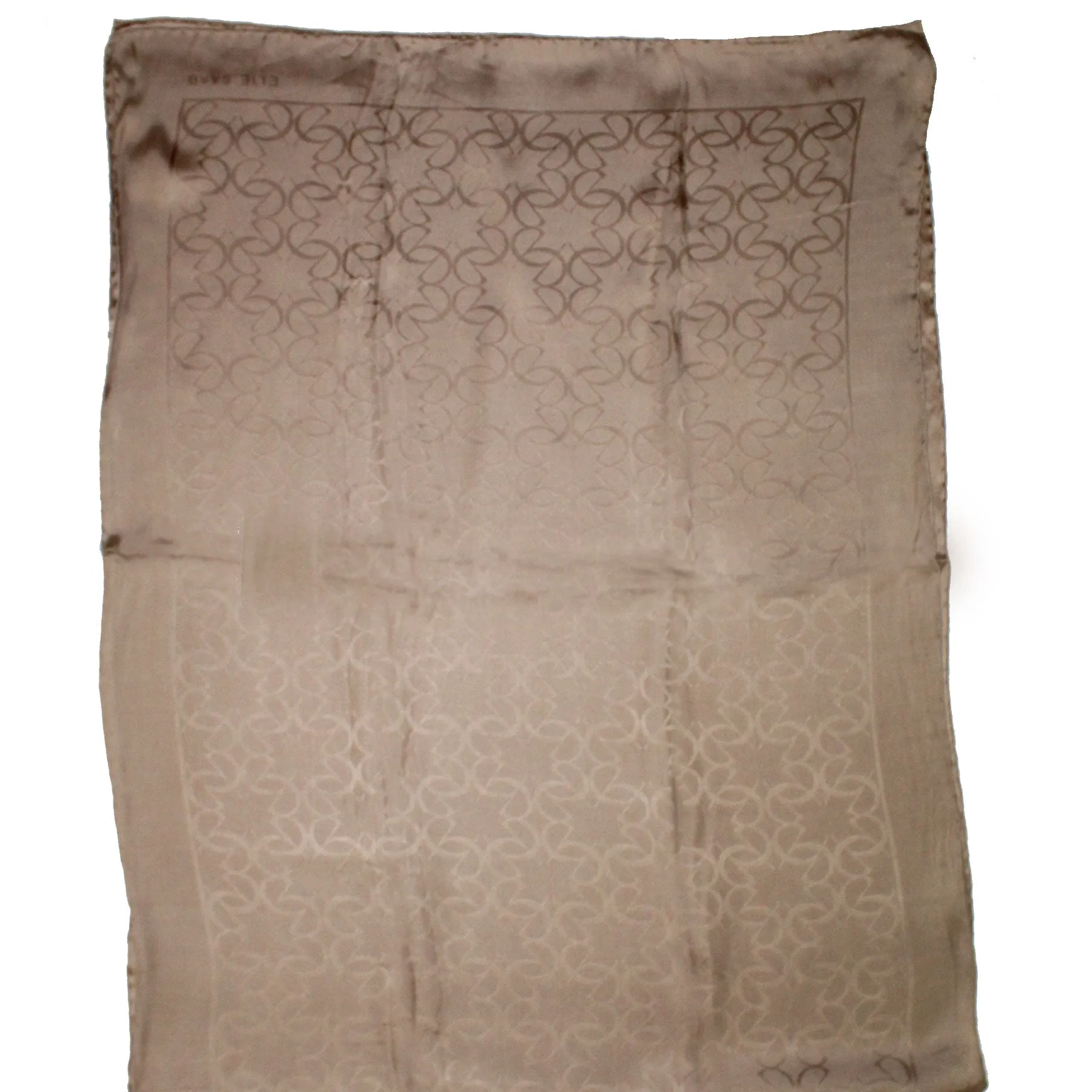 Elie Saab Scarf Bronze Brown Logo Allover - Silk Designer Shawl